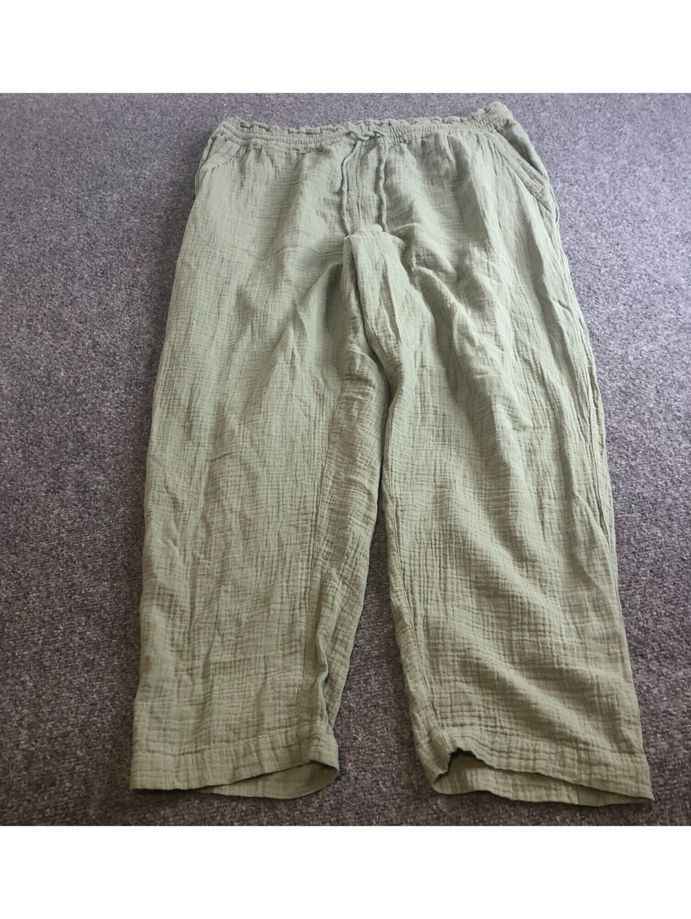 Tommy Bahama Island Gauze Wide Leg Pants Women Large Green Pull On Beach Coastal